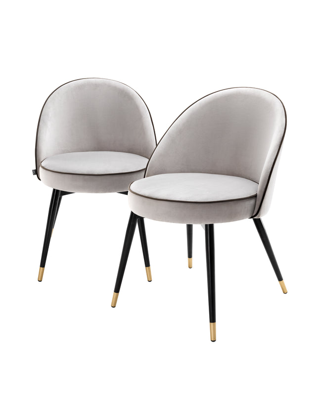 EICHHOLTZ | DINING CHAIR COOPER SET OF 2 - ROCHE LIGHT GREY VELVET