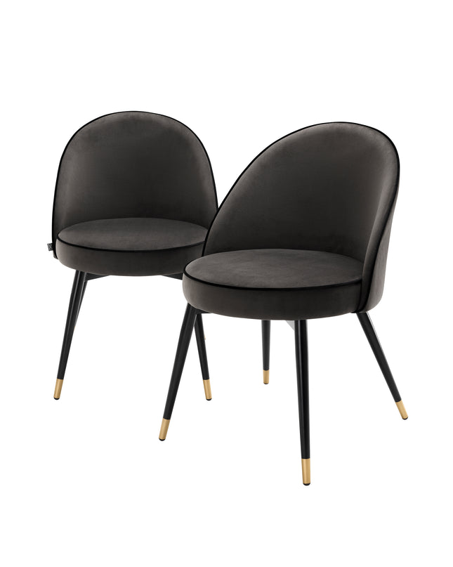 EICHHOLTZ | DINING CHAIR COOPER SET OF 2 - ROCHE DARK GREY VELVET