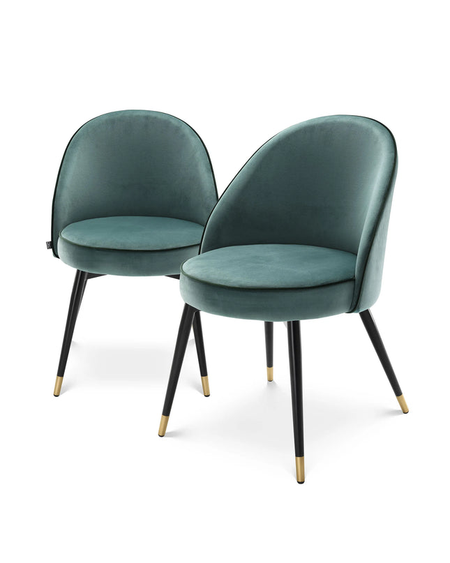EICHHOLTZ | DINING CHAIR COOPER SET OF 2 - ROCHE TURQUOISE VELVET