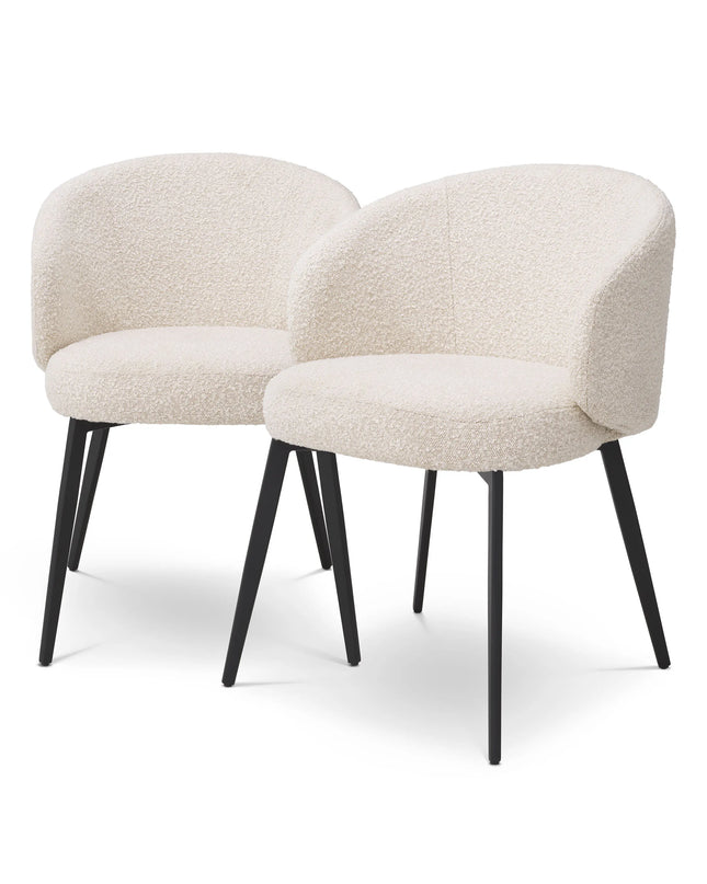 EICHHOLTZ | DINING CHAIR LlOYD WITH ARM SET OF 2 - BOUCLÉ CREAM