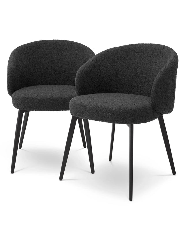 EICHHOLTZ | DINING CHAIR LlOYD WITH ARM SET OF 2 - BOUCLÉ BLACK