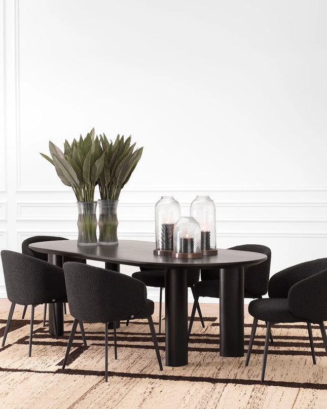 EICHHOLTZ | DINING CHAIR LlOYD WITH ARM SET OF 2 - BOUCLÉ BLACK