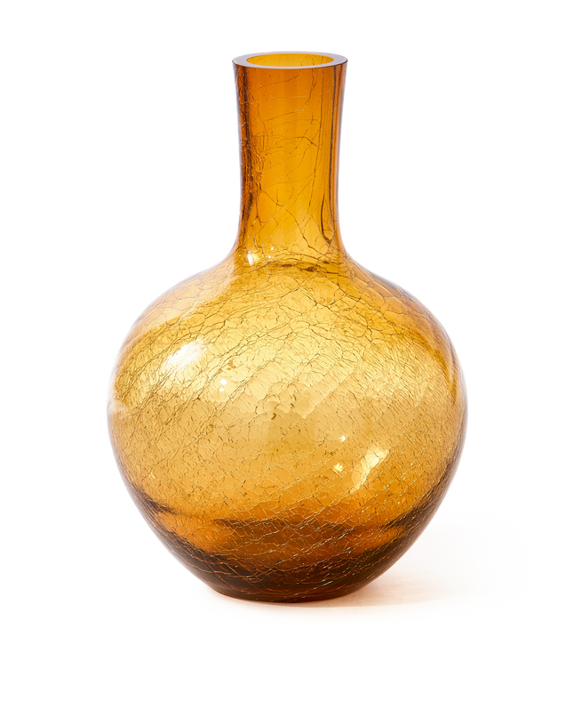 POLS POTTEN | GECRAQUELEERDE GLAZEN BOLVAAS - GEEL