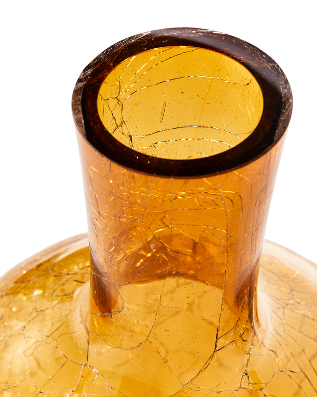 POLS POTTEN | GECRAQUELEERDE GLAZEN BOLVAAS - GEEL