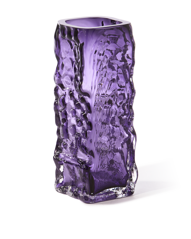 POLS POTTEN | VIERKANTE RELIËFVAAS - DONKERPAARS