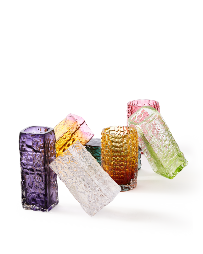 POLS POTTEN | VIERKANTE RELIËFVAAS - DONKERPAARS