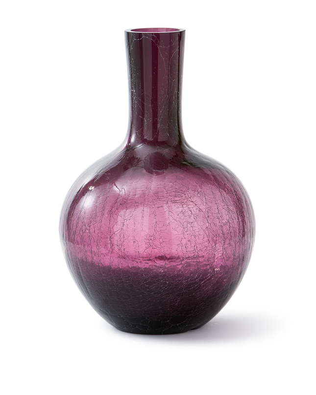 POLS POTTEN | GECRAQUELEERDE GLAZEN BOLVAAS - DONKERPAARS