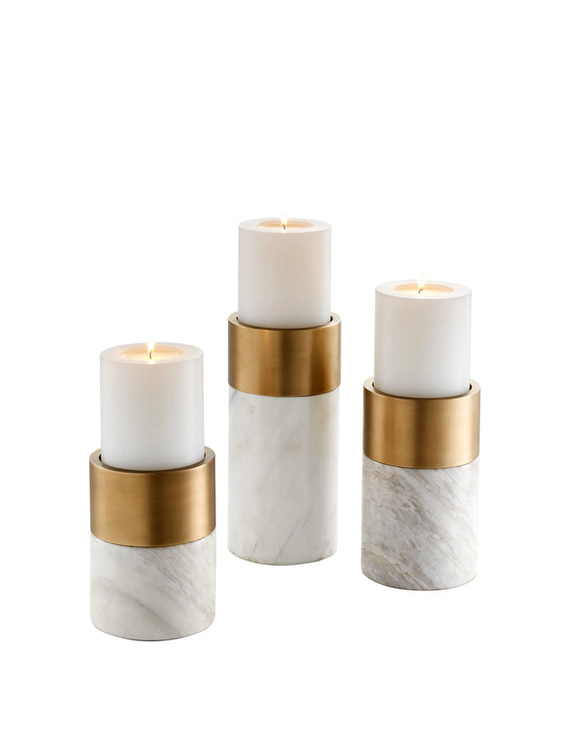 EICHHOLTZ | CANDLE HOLDER SIERRA SET OF 3 - WHITE MARBLE