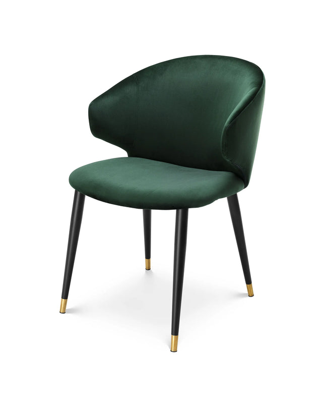 EICHHOLTZ | DINING CHAIR VOLANTE WITH ARM - ROCHE DARK GREEN VELVET