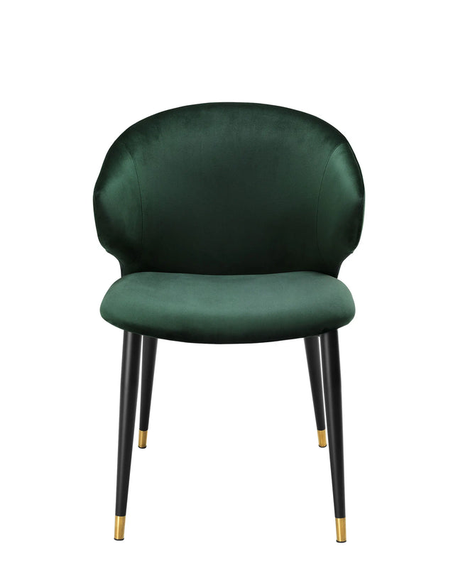 EICHHOLTZ | DINING CHAIR VOLANTE WITH ARM - ROCHE DARK GREEN VELVET