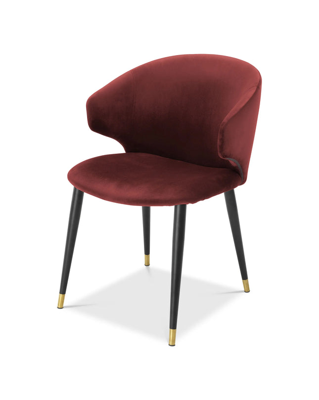 EICHHOLTZ | DINING CHAIR VOLANTE WITH ARM - ROCHE BORDEAUX VELVET