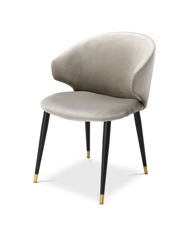 EICHHOLTZ | DINING CHAIR VOLANTE WITH ARM - ROCHE BEIGE VELVET