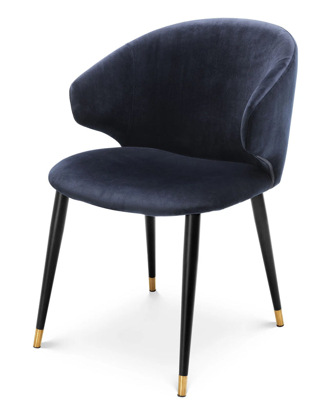 EICHHOLTZ | DINING CHAIR VOLANTE WITH ARM - SAVONA MIDNIGHT BLUE VELVET