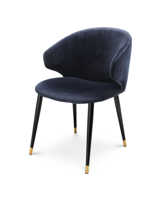 EICHHOLTZ | DINING CHAIR VOLANTE WITH ARM - SAVONA MIDNIGHT BLUE VELVET