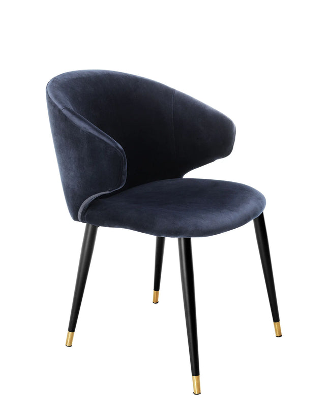 EICHHOLTZ | DINING CHAIR VOLANTE WITH ARM - SAVONA MIDNIGHT BLUE VELVET