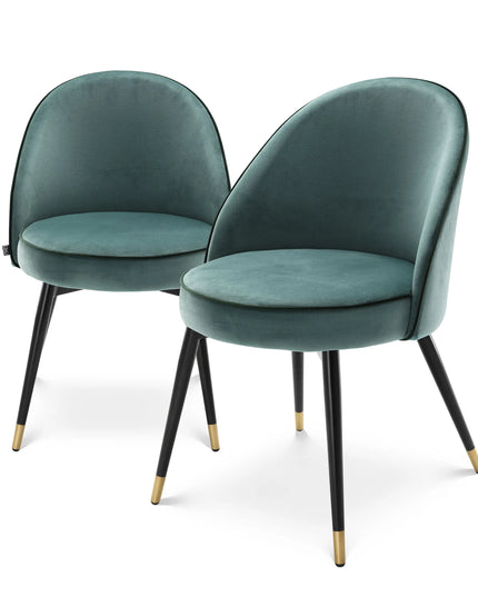 EICHHOLTZ | DINING CHAIR COOPER SET OF 2 - ROCHE TURQUOISE VELVET