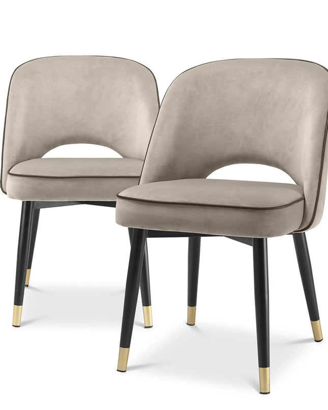 EICHHOLTZ | DINING CHAIR CLIFF SET OF 2 - GREIGE VELVET
