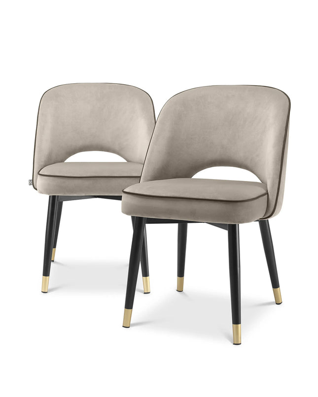EICHHOLTZ | DINING CHAIR CLIFF SET OF 2 - GREIGE VELVET