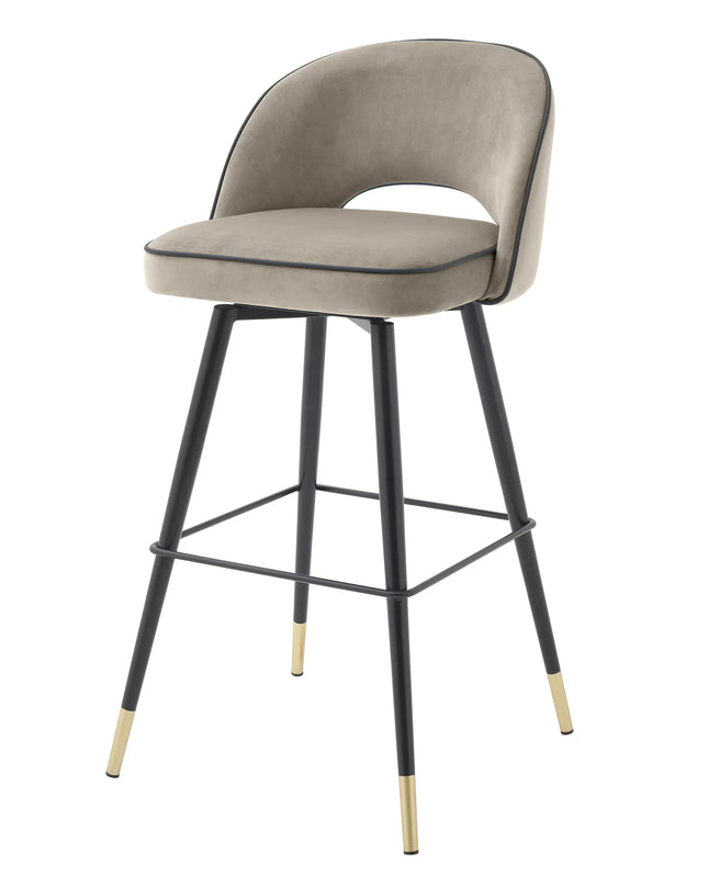 EICHHOLTZ | BAR STOOL CLIFF SET OF 2 - GREIGE VELVET