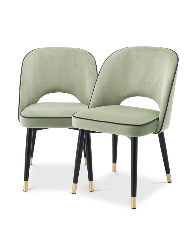 EICHHOLTZ | DINING CHAIR CLIFF SET OF 2 - PISTACHE GREEN VELVET