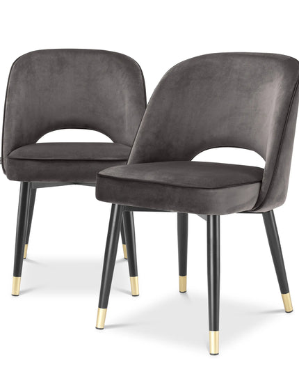 EICHHOLTZ | DINING CHAIR CLIFF SET OF 2 - GREY VELVET