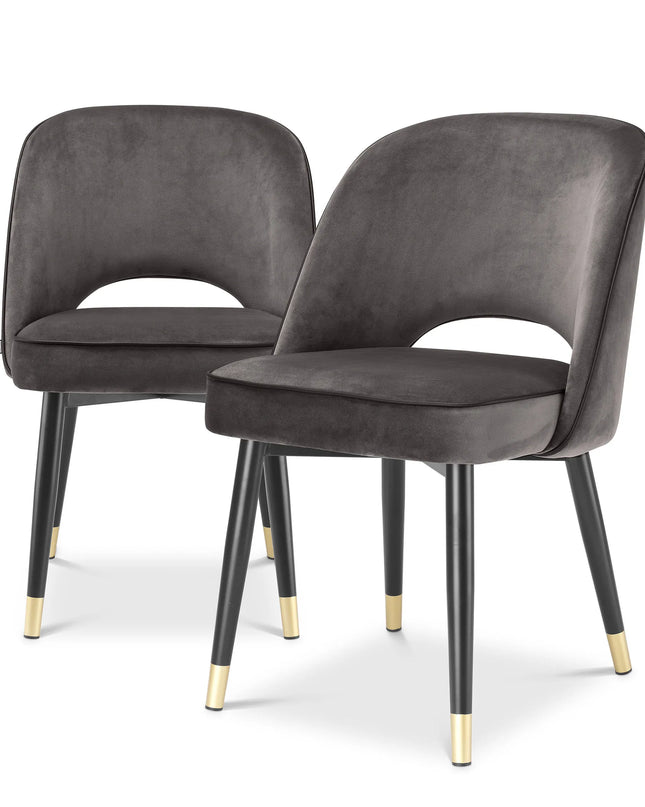 EICHHOLTZ | DINING CHAIR CLIFF SET OF 2 - GREY VELVET