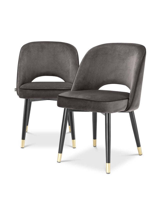 EICHHOLTZ | DINING CHAIR CLIFF SET OF 2 - GREY VELVET