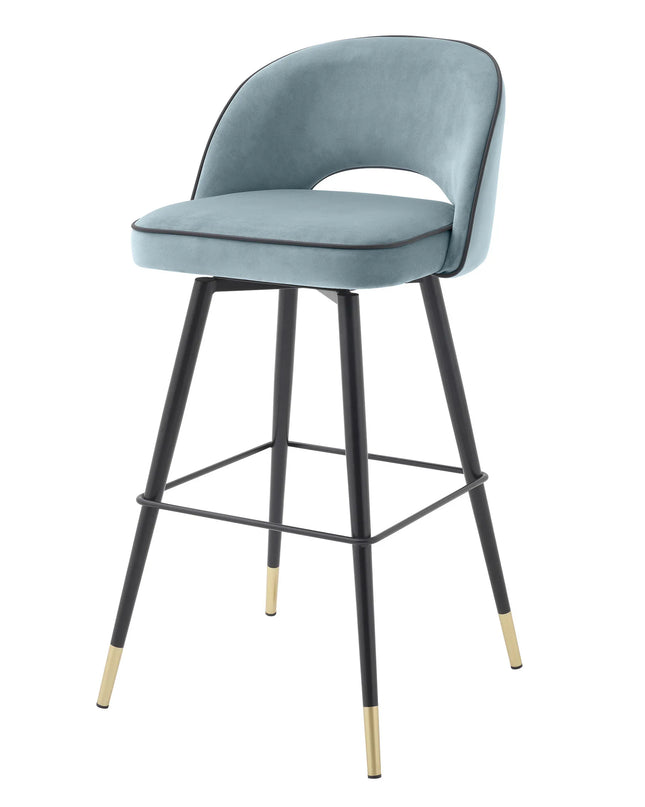 EICHHOLTZ | BAR STOOL CLIFF SET OF 2 - BLUE VELVET