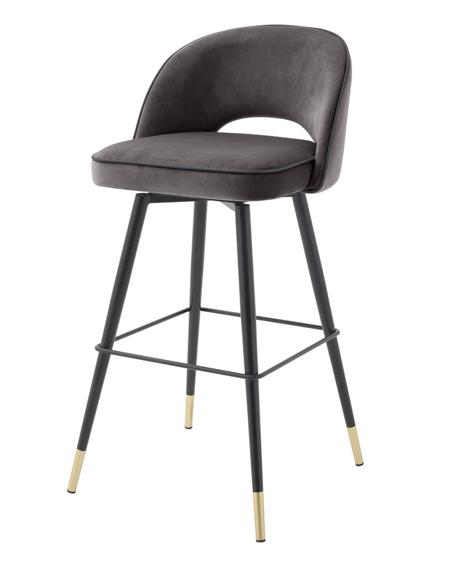 EICHHOLTZ | BAR STOOL CLIFF SET OF 2 - GREY VELVET