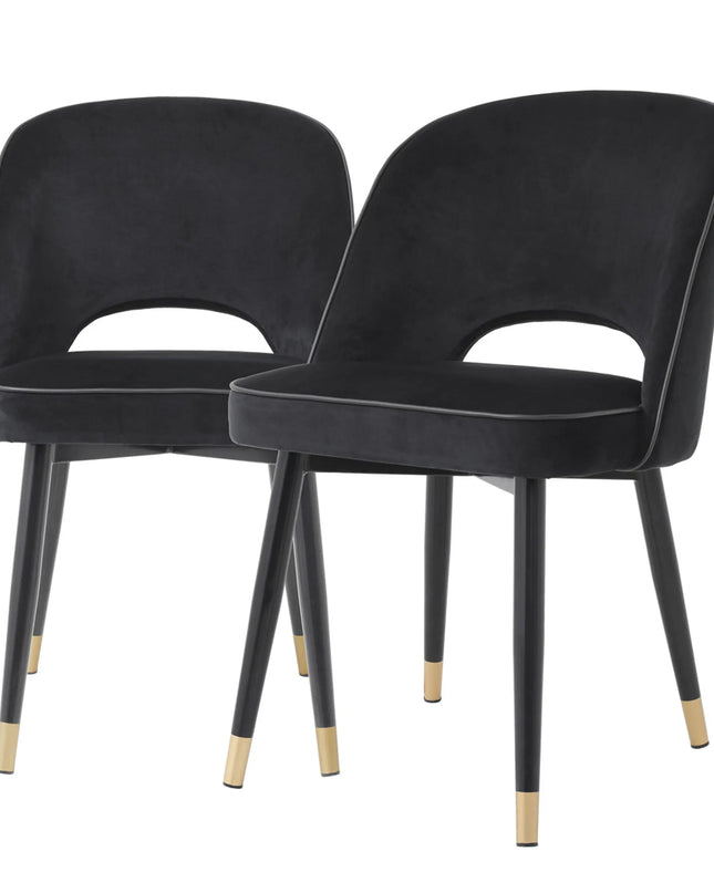 EICHHOLTZ | DINING CHAIR CLIFF SET OF 2 - BLACK VELVET