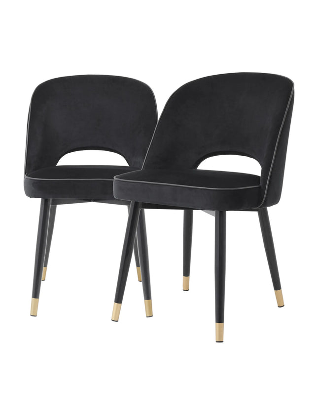 EICHHOLTZ | DINING CHAIR CLIFF SET OF 2 - BLACK VELVET