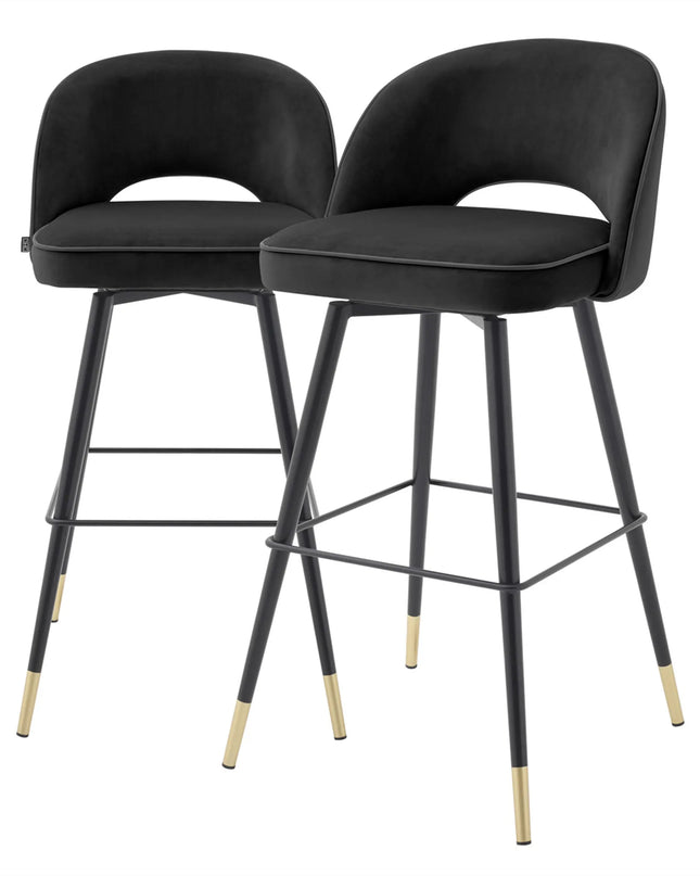 EICHHOLTZ | BAR STOOL CLIFF SET OF 2 - BLACK VELVET
