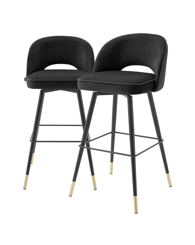 EICHHOLTZ | BAR STOOL CLIFF SET OF 2 - BLACK VELVET