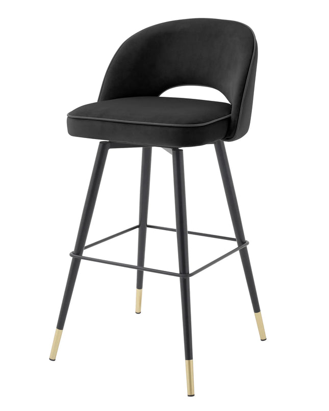 EICHHOLTZ | BAR STOOL CLIFF SET OF 2 - BLACK VELVET