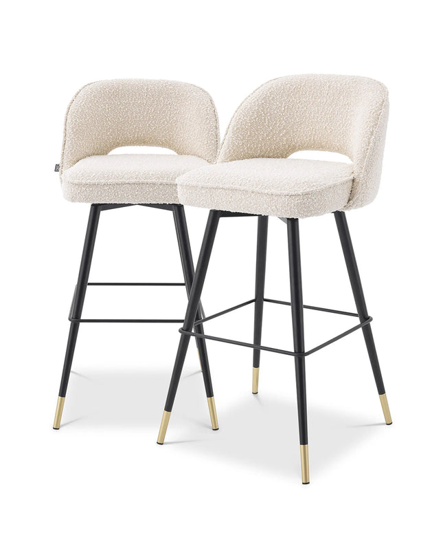 EICHHOLTZ | BAR STOOL CLIFF SET OF 2 - BOUCLÉ CREAM