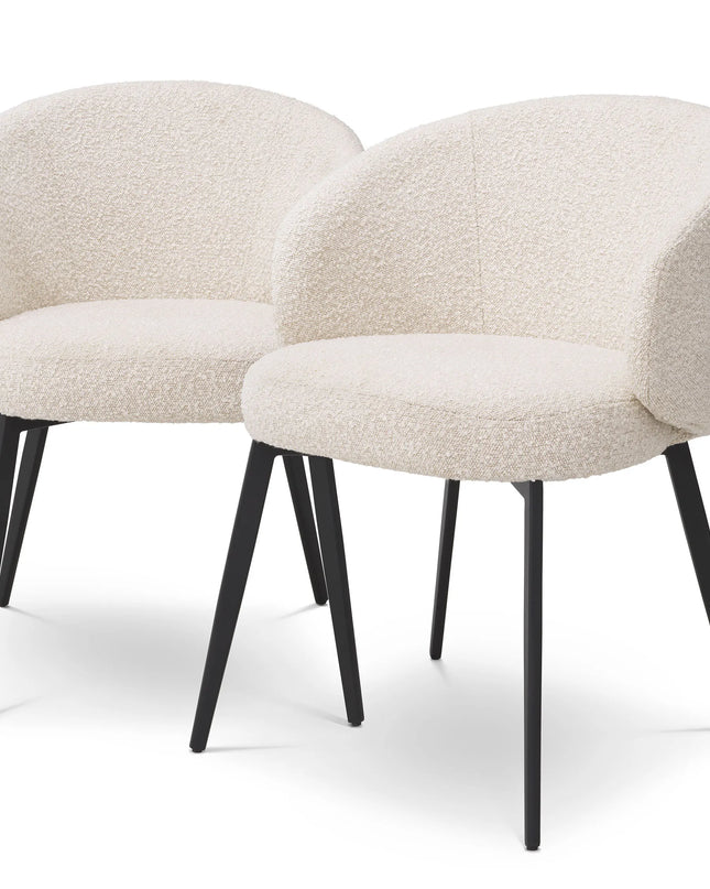 EICHHOLTZ | DINING CHAIR LlOYD WITH ARM SET OF 2 - BOUCLÉ CREAM