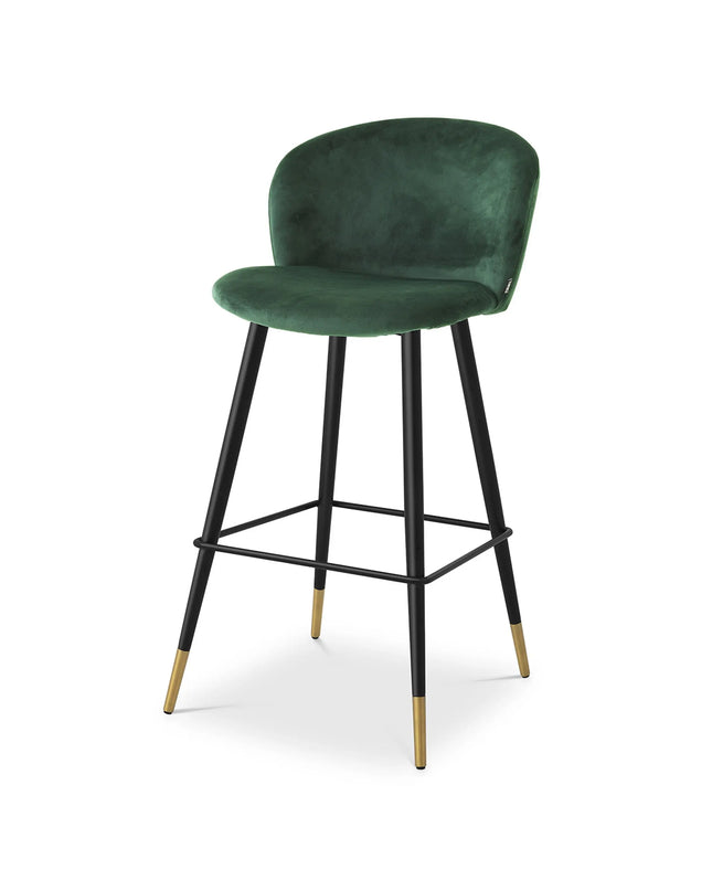 EICHHOLTZ | BAR STOOL VOLANTE - DARK GREEN VELVET