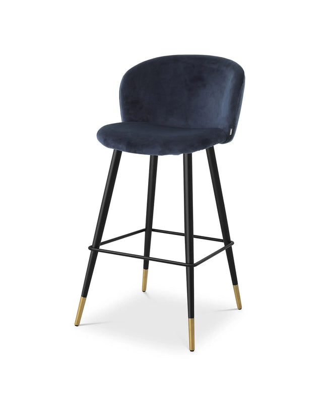 EICHHOLTZ | BAR STOOL VOLANTE - MIDNIGHT BLUE VELVET