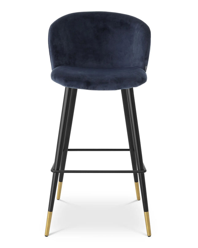 EICHHOLTZ | BAR STOOL VOLANTE - MIDNIGHT BLUE VELVET