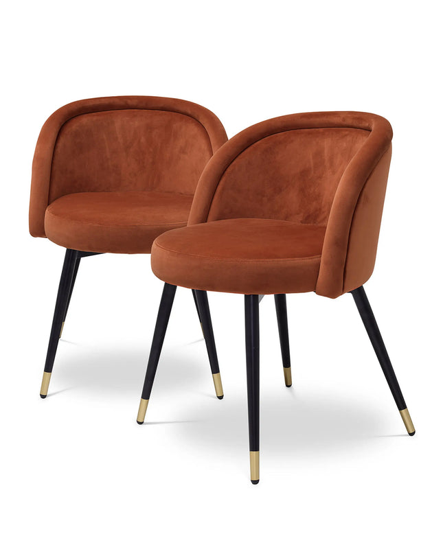 EICHHOLTZ | DINING CHAIR CHLOÉ SET OF 2 - ORANGE VELVET