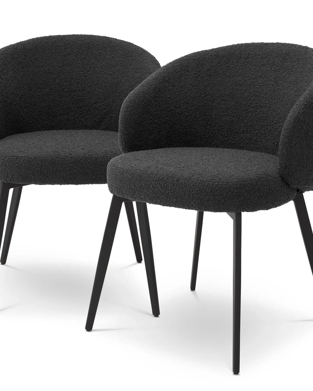 EICHHOLTZ | DINING CHAIR LlOYD WITH ARM SET OF 2 - BOUCLÉ BLACK
