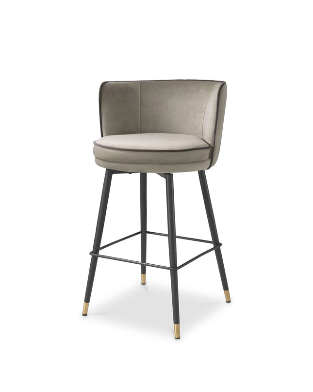 EICHHOLTZ | COUNTER STOOL GRENADA - GREIGE VELVET