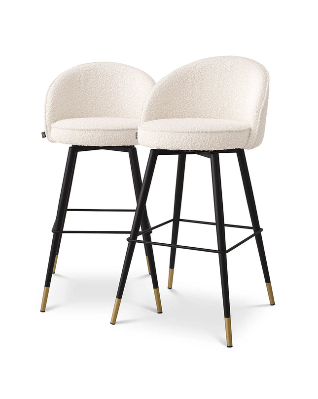 EICHHOLTZ | BAR STOOL COOPER SET OF 2 - BOUCLÉ CREAM