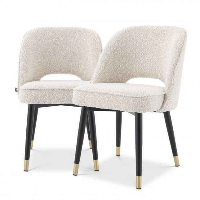 EICHHOLTZ | DINING CHAIR CLIFF SET OF 2 - BOUCLÉ CREAM