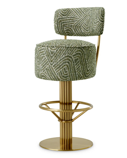 EICHHOLTZ | BAR STOOL CARLETON WITH BACK - CAMARI GREEN