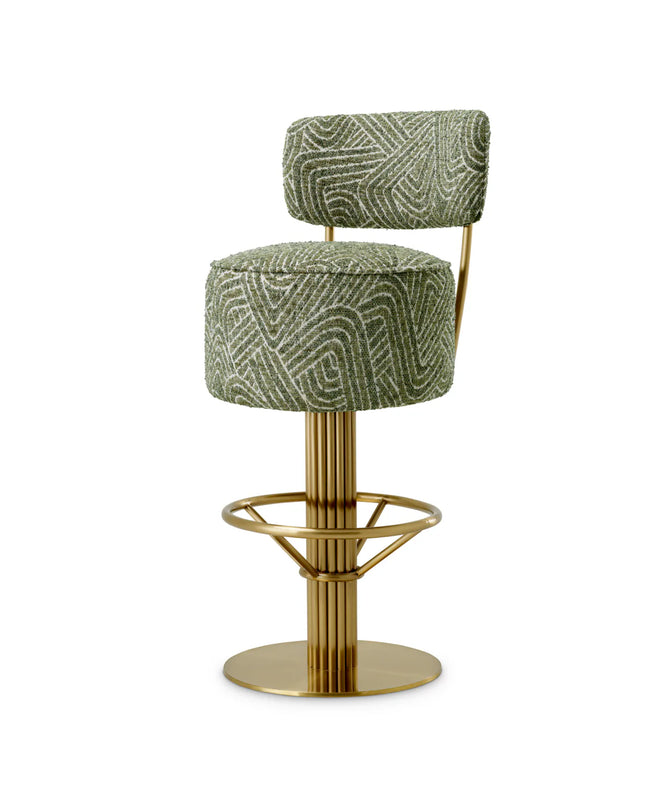 EICHHOLTZ | BAR STOOL CARLETON WITH BACK - CAMARI GREEN