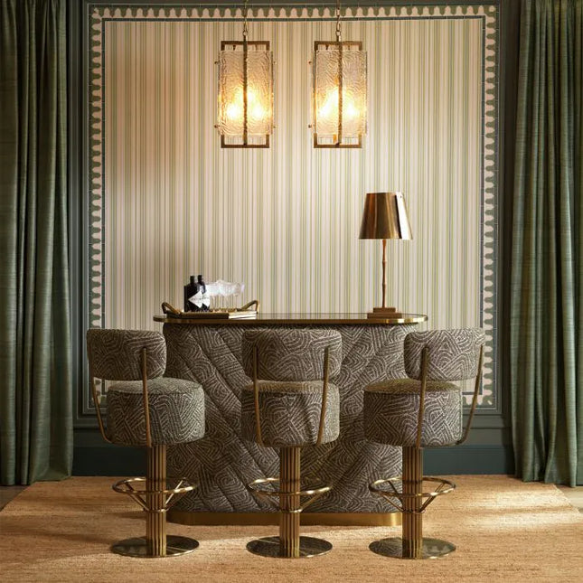 EICHHOLTZ | BAR STOOL CARLETON WITH BACK - CAMARI GREEN