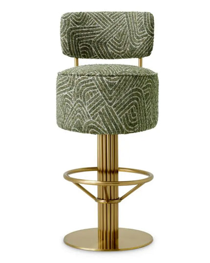 EICHHOLTZ | BAR STOOL CARLETON WITH BACK - CAMARI GREEN