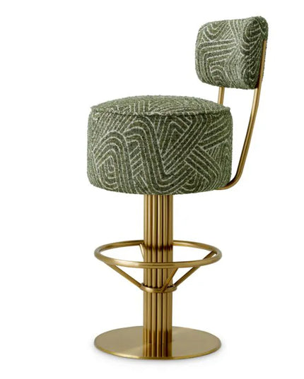 EICHHOLTZ | BAR STOOL CARLETON WITH BACK - CAMARI GREEN