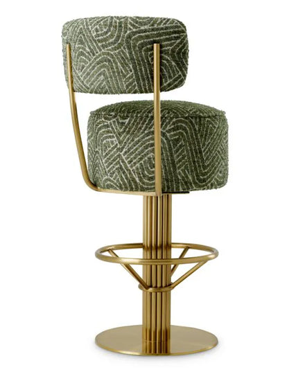 EICHHOLTZ | BAR STOOL CARLETON WITH BACK - CAMARI GREEN
